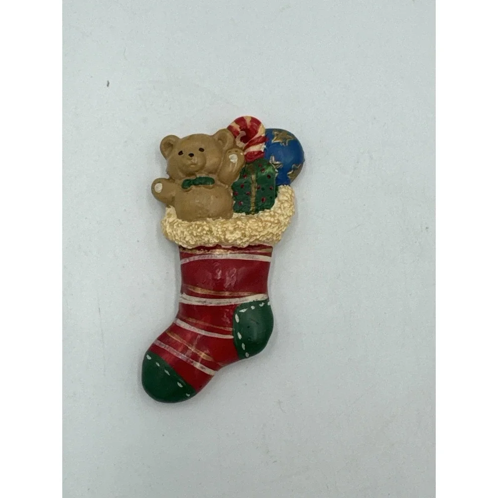 Christmas Pin Full Stockings Toys Teddy Bear